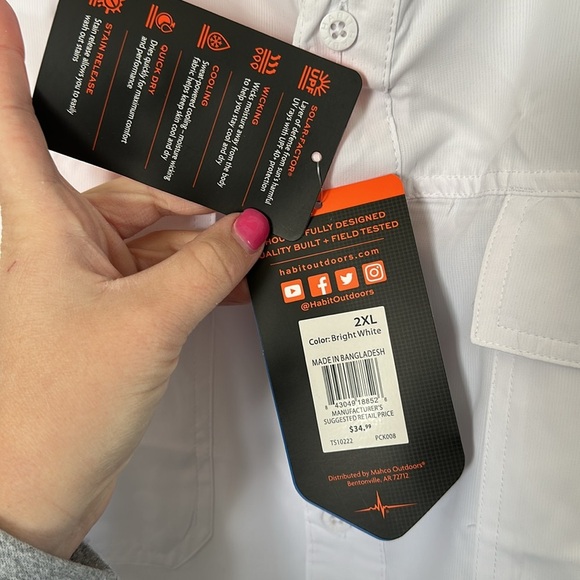 NWT Habit White Mens Outdoor Fishing Shirt size 2x - Picture 5 of 5